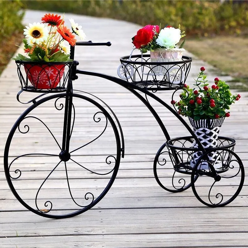 Grand cadeau pour les amoureux des plantes, porte-pot à fleurs pour meuble de rangement en forme de vélo - idéal pour la maison, le jardin, le patio Bl10026