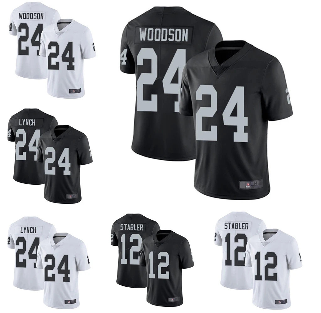 Raiders Marshawn Lynch Charles Woodson adultos Señoras Niños Camisetas de fútbol