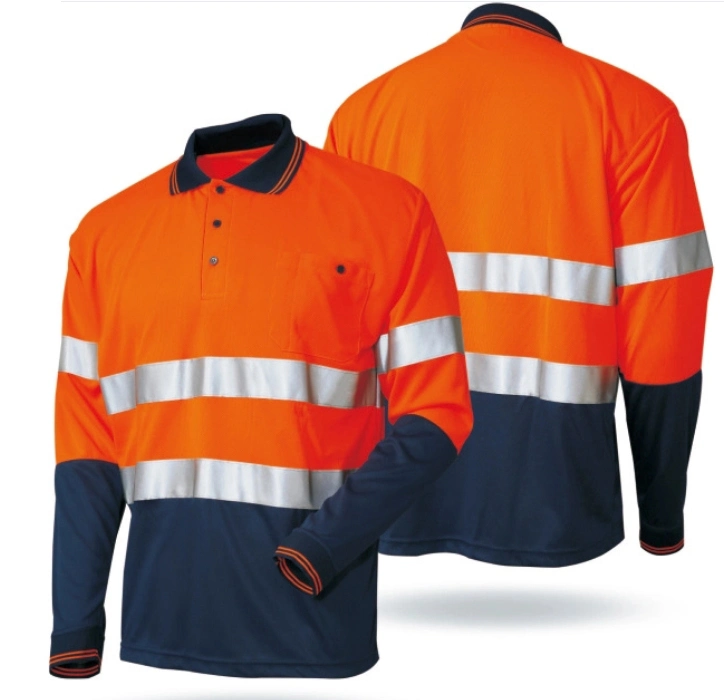 OEM Custom High Visibility Men&prime; S Short or Long Sleeve Bird Eye Polo T Shirts Reflective Work Shirt