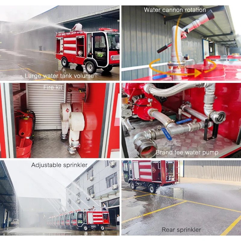 New Two Seats Electric Fire Truck with Water Cannon for Fire Fighting