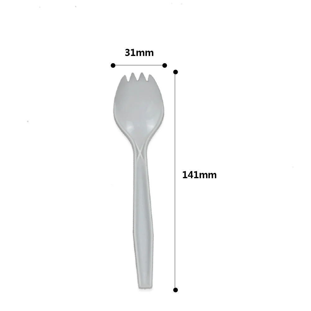 Disposable Plastic Cutlery 141mm Length PP Plastic White Spork Custom for Takeaway