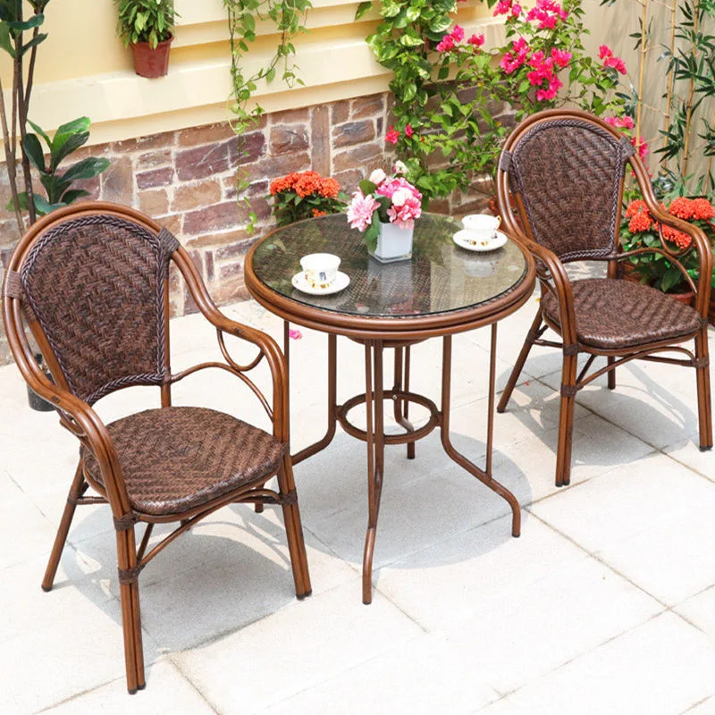 Plastic Rattan Furniture Terrace Set Aluminum PE Rattan Table Outdoor PE Wicker Outdoor Tables High quality/High cost performance  Outdoor Table