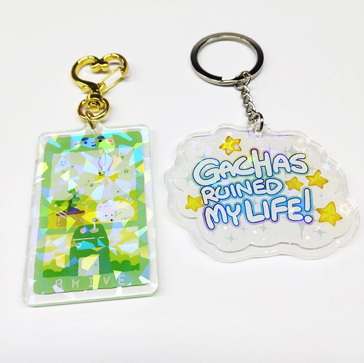 Custom Holographic Star Laser Glitter Acrylic Keychain Double Side Printing