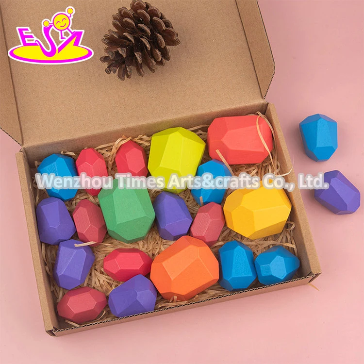 Customize Stone Shape Wooden Infant Stacking Blocks for Children W13D308