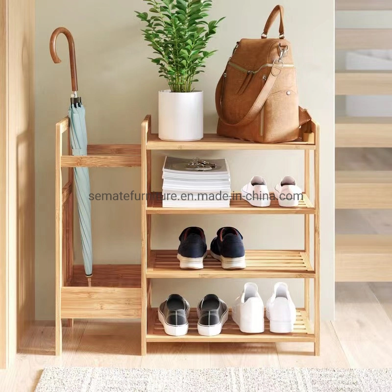 Durable Modern 4 Tier Shoe Rack Wooden Shoe Display Cabinet Storage Shelf