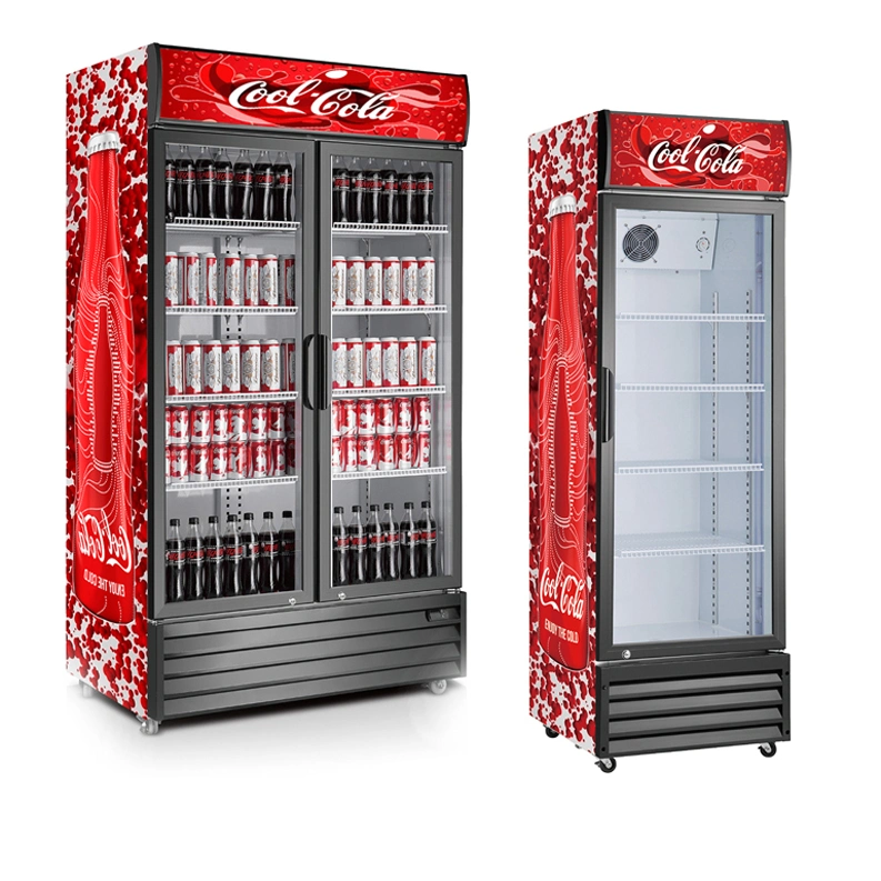 380L Refrigerador de exhibición de una sola puerta para Pepsi y Cola.