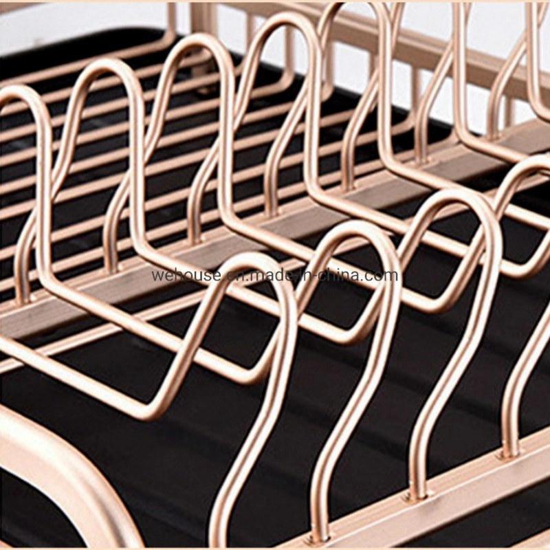 Compacta de aluminio Rustproof purgador plato plato tendedero con Drainboard Racks de oro