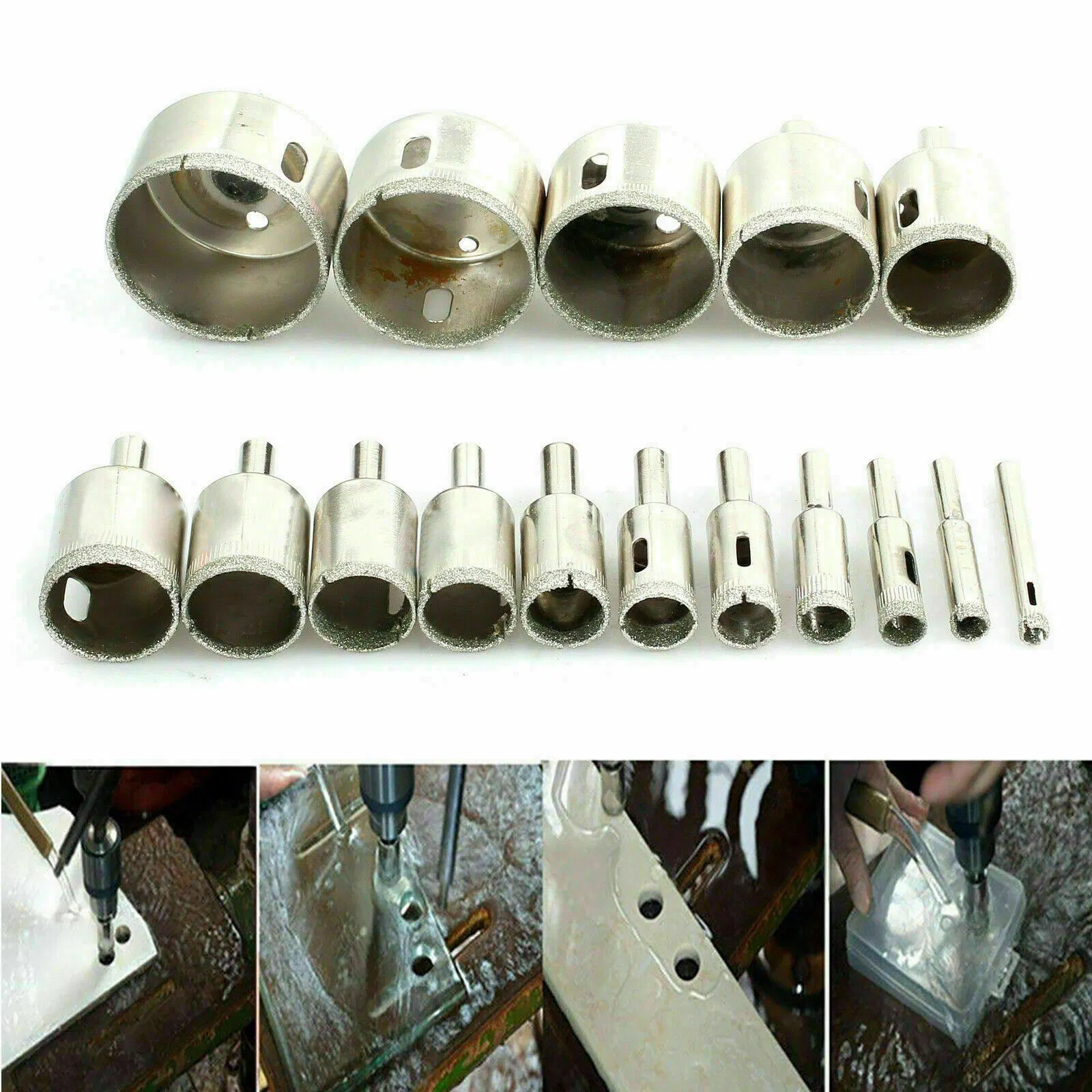 New 16X Diamond Hole Saw Set Holes Saw Drill Bit Cutter Tile Glass Marble Ceramic