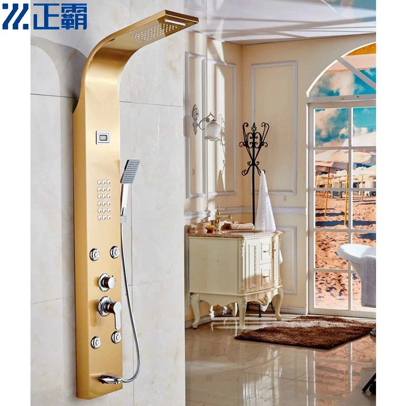 8096 Single Handle Gold Shower Column Five Functions 304 Stainless Steel Bathroom Shower Panel