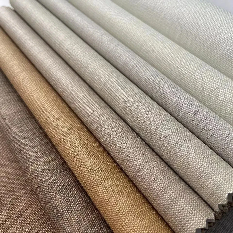 Wholesale/Supplier 100% Blackout Polyester Textured Linen Curtain Fabric Roll Textiles