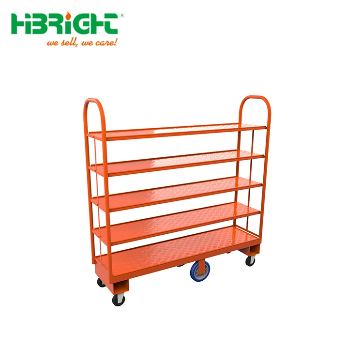 Collapsible Heavy-Duty Transportation Multipurpose Metallic Warehouse Trolley with Shelves