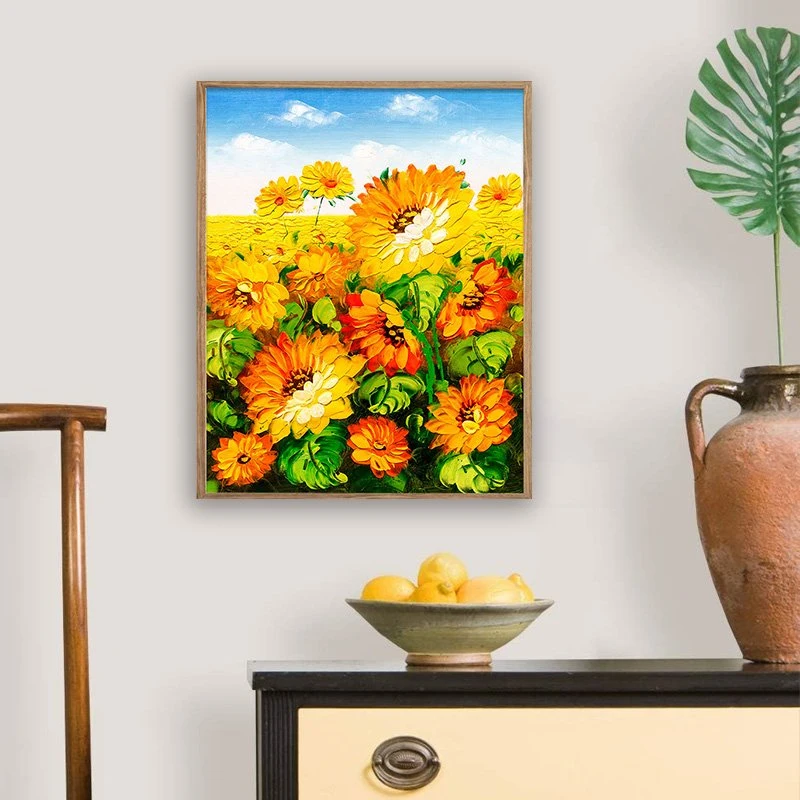 Leinwanddruck auf Sonnenblume Malerei Kunst für Wohnzimmer heiß Verkauf Blume Ölgemälde Bild Wand Poster Modern Style