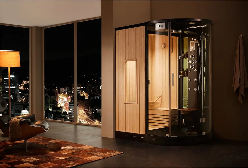 Luxory Black Steam Room with Dry Sauna Room for Family