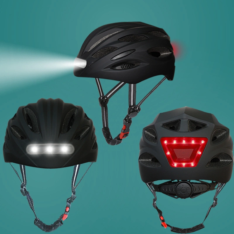 Bicycle Helmet LED Light Rechargeable Intergrally-Mold Cycling Helmet Safe Sport Mountain Road