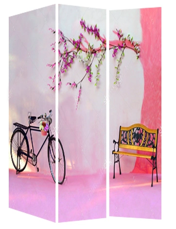 Hot Sale 3-Panel Promotional Stretched Waterproof Flower Tree Design Canvas Prints, Room Dividers, Canvas Screen