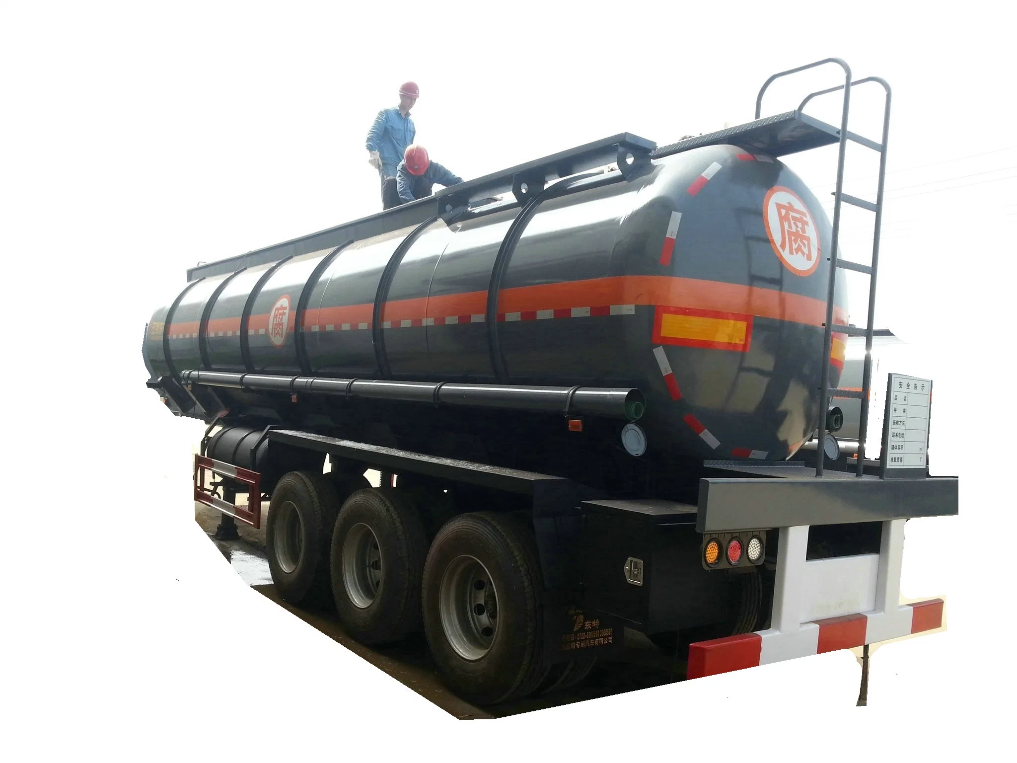 3 Axles Ammonium Hydroxide Tanker Trailer (Steel Tank Lined PE For Ammonia Water, Hydrochloride Acid, Pickling Waste Water, Chemical Liquid 8000USG -10000USG)