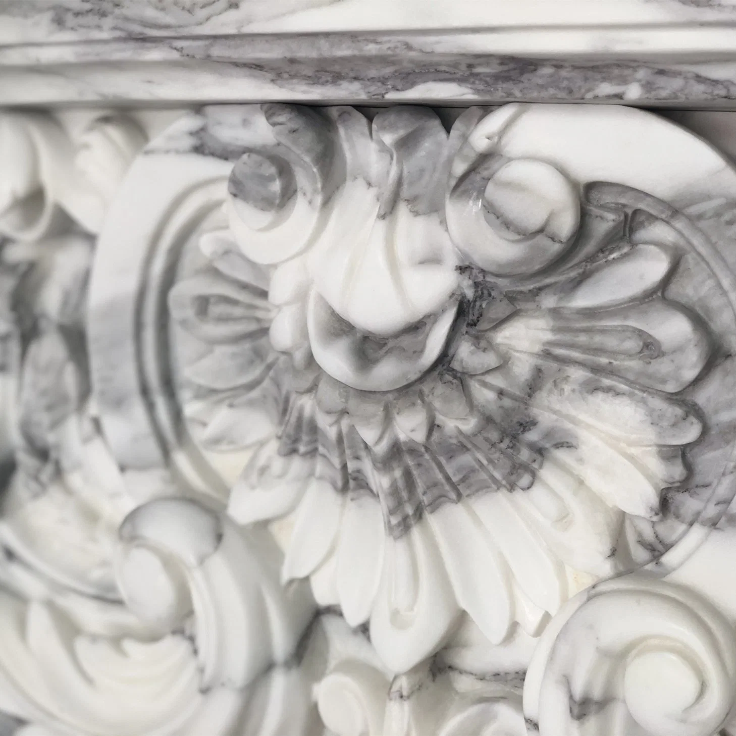 Marble Building Material Home Decoration, Sculpture, Gas Fireplace, Furniture, Arabescato Marble Flower Carving French Style Fireplace