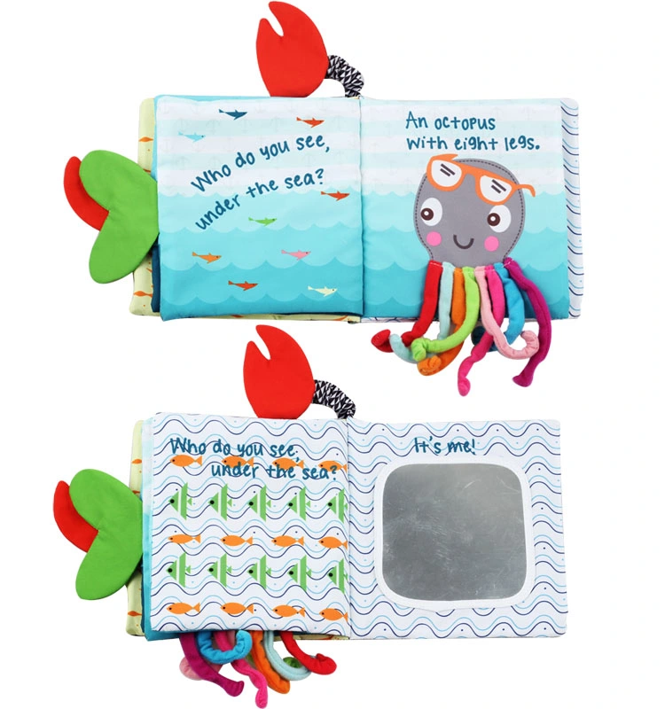 Teething Toys Education Ocean Animals Toy Soft Cloth Books for Baby Toddler Infant Kids