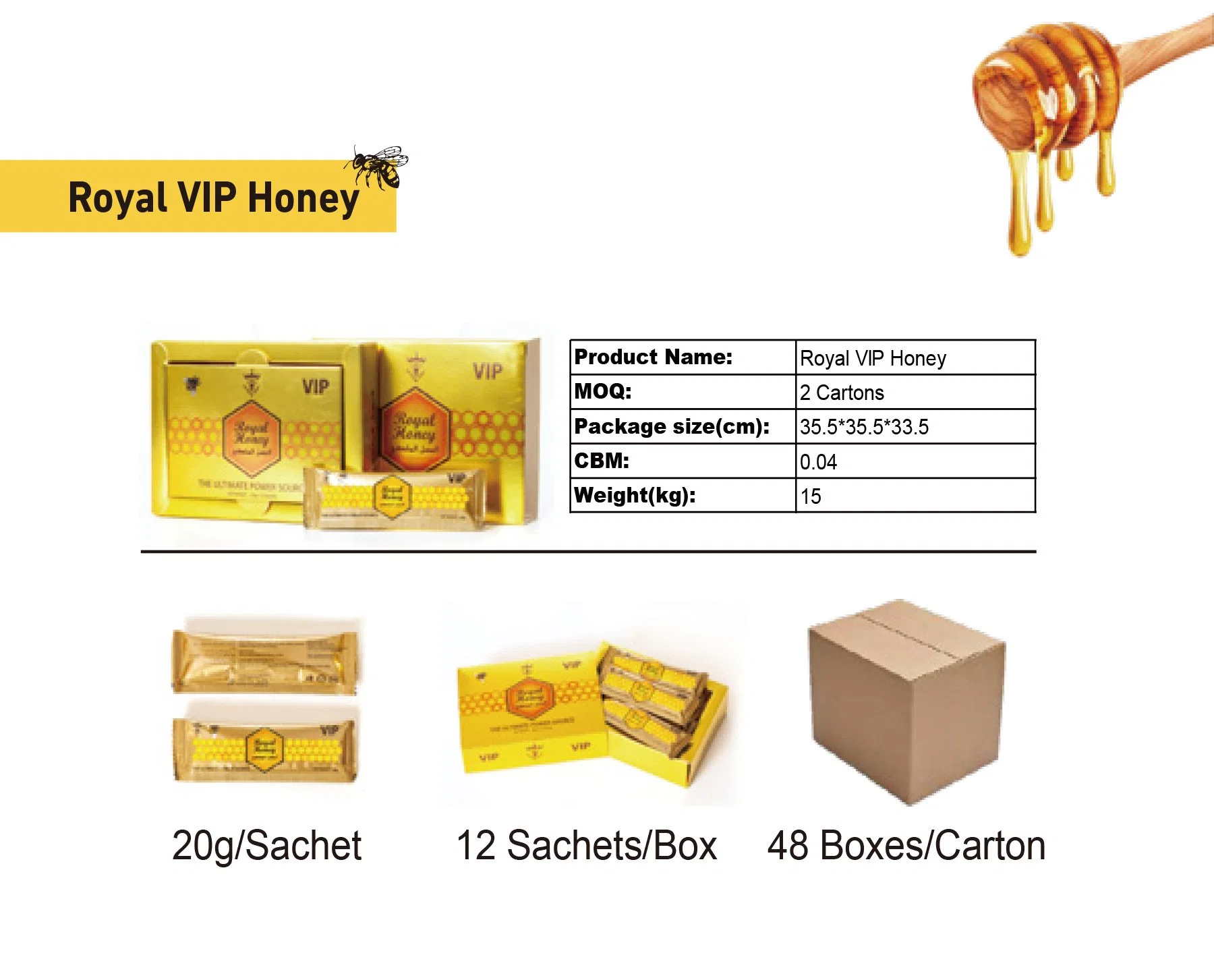 Etumax Royal Honey للكبار في العسل الملكي 12 ساكيت 20 غ تم صنع عبر الإنترنت في الصين المورِّد