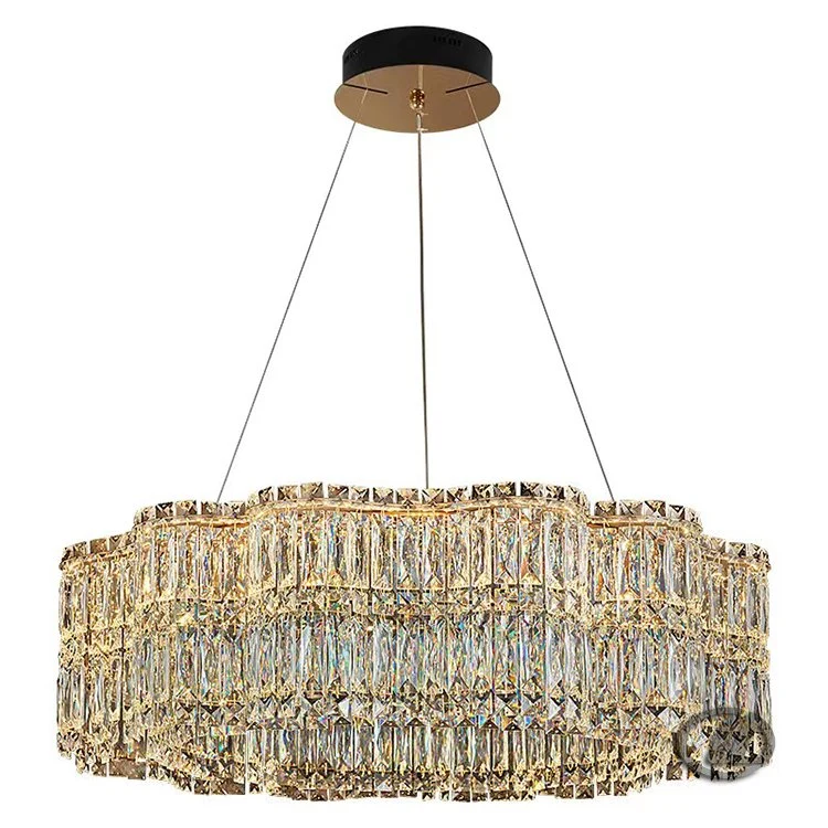 Factory-Outlet Modern Large Crystal Flat Chandelier Lamp Pendant for Dining Room Bedroom