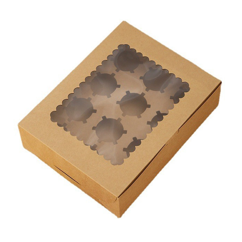 Custom Logo 2/4/6/12 Holes Cupcake Paper Packaging Mini Transparent Bulk Cheese Cake Box for Birthday Wedding Party