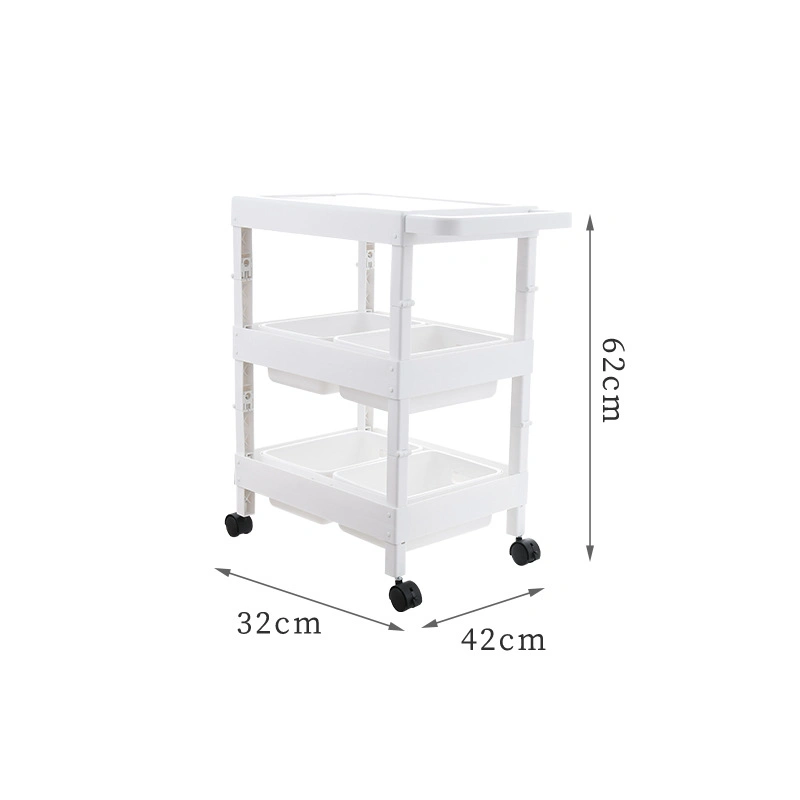 Multi-Tiers Folding Plastic Rolling Storage Cart for Outdoor Barbecue with Wooden Lids