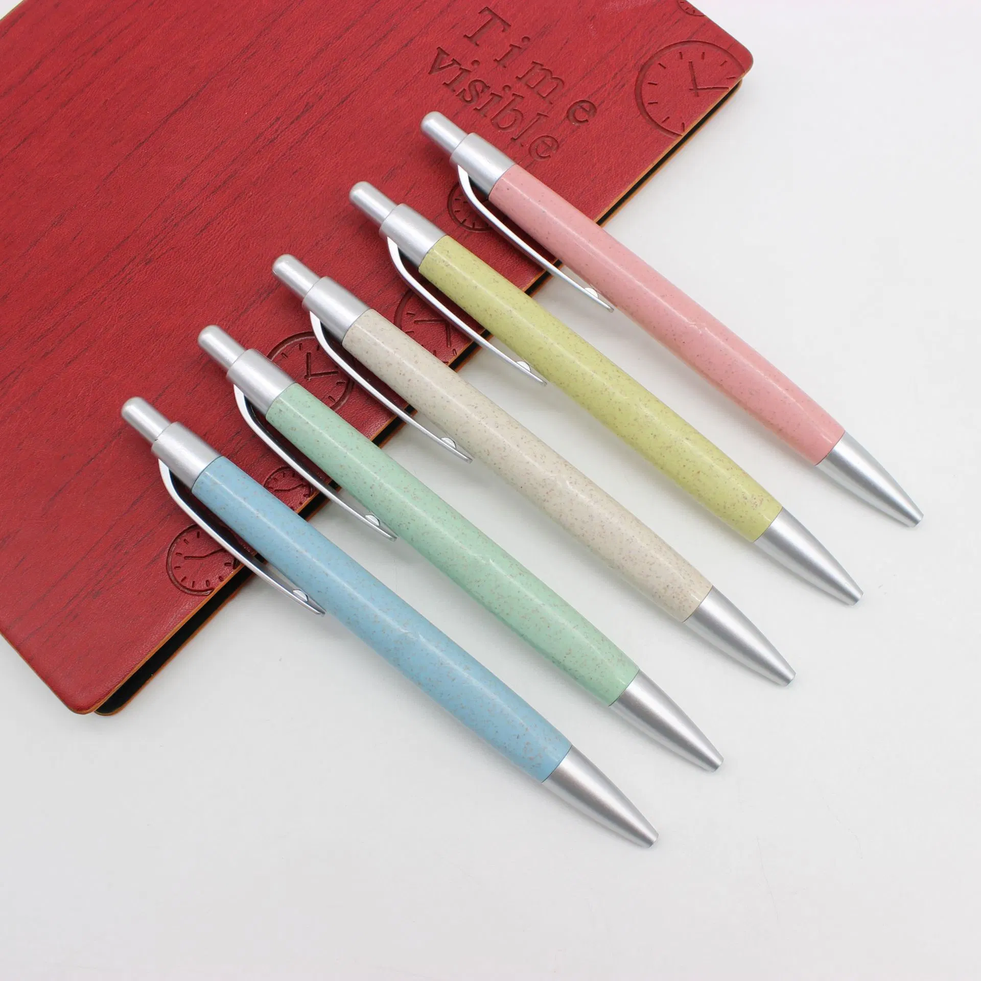 Promotional Eco Friendly Multi Colored Recycled Wheat Straw Ball Pen