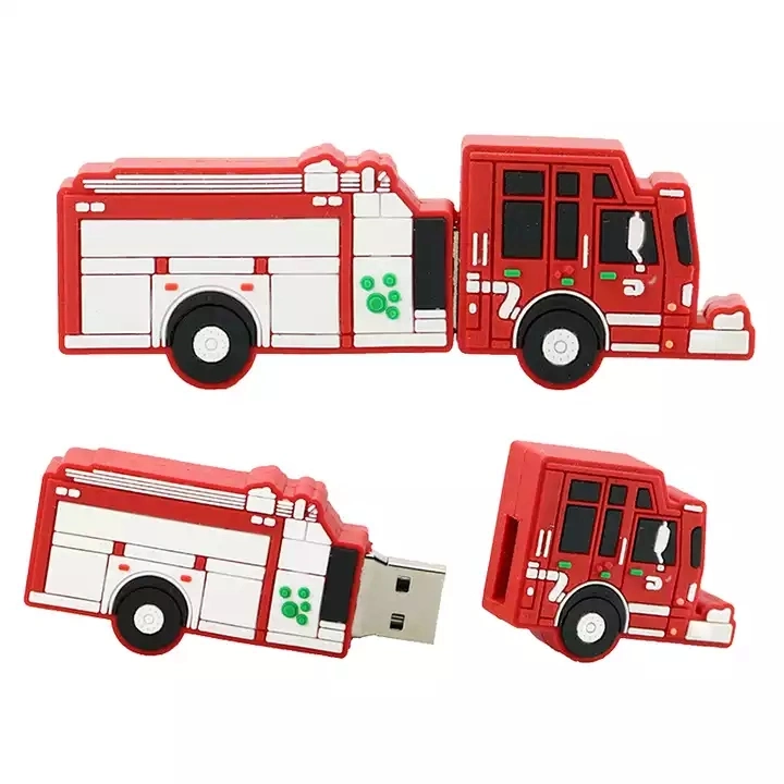 PVC Memory Stick Disk Pen Drive 4GB 64 16 8 256GB Pendrive Truck USB Cartoon Fire Truck USB Flash Drive