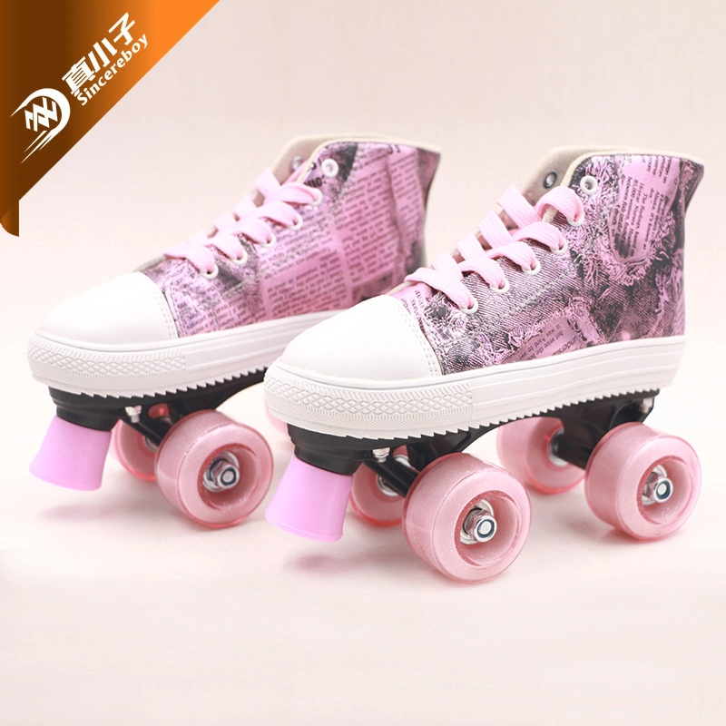 Soft Outdoor & Indoor Laser Material Quad Roller Skate for Kids