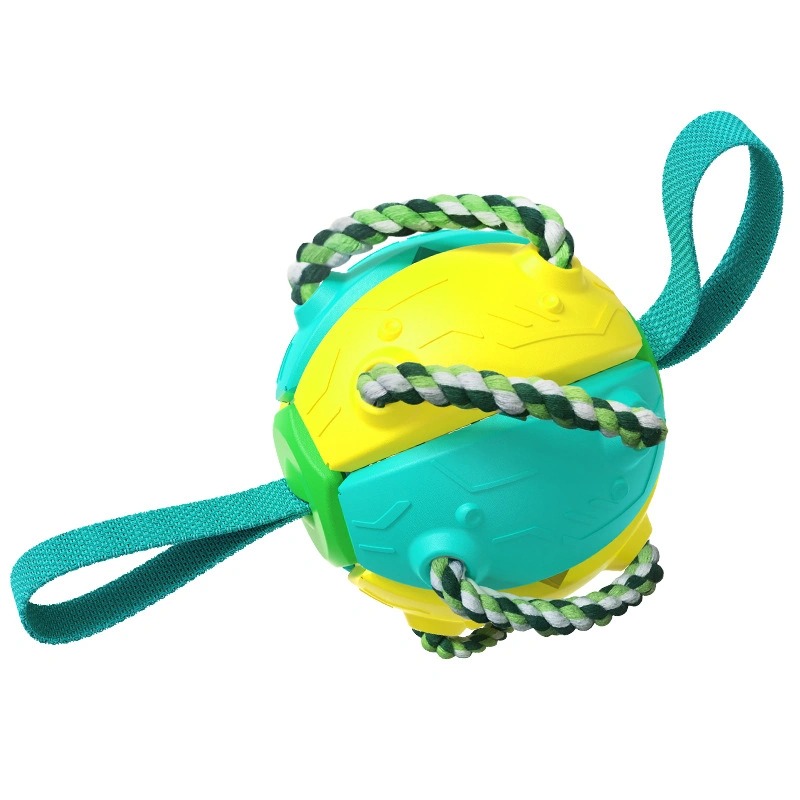 Indoor-Outdoor Interactive Dog Toy Dog Balls Foldable Frisbee Toy with Easy Grab Tabs