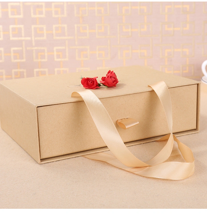 Folding Paper Box Flip with Ribbon Shipping Foldable Paper Box Packaging Cosmetic Gift Packing