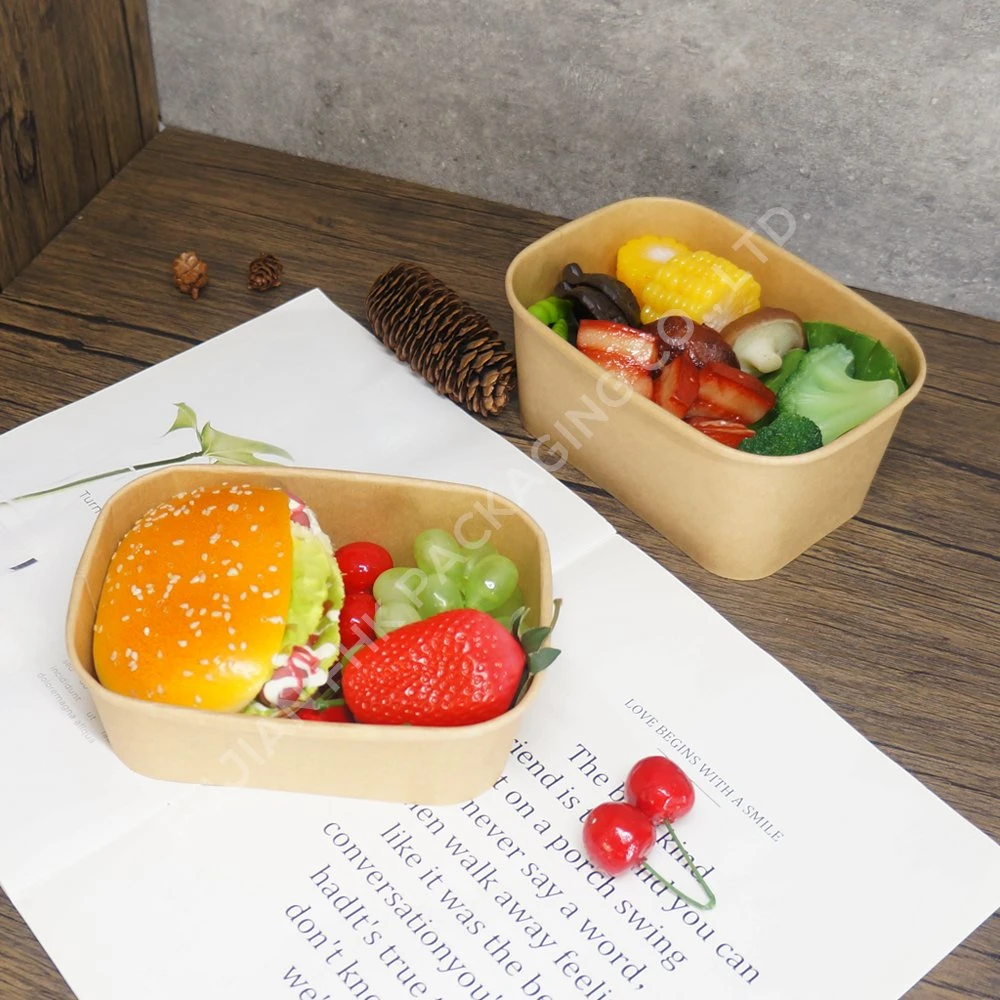 FDA/EU Approval Biodegradable Custom Kraft Paper Bowl Food Package Cheap Price Square Salad Bowls