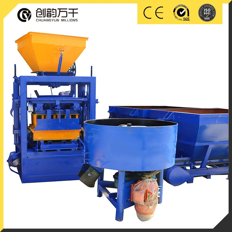 Qt4 24 Concrete Building Blocks Making Machine with Cement Mixer