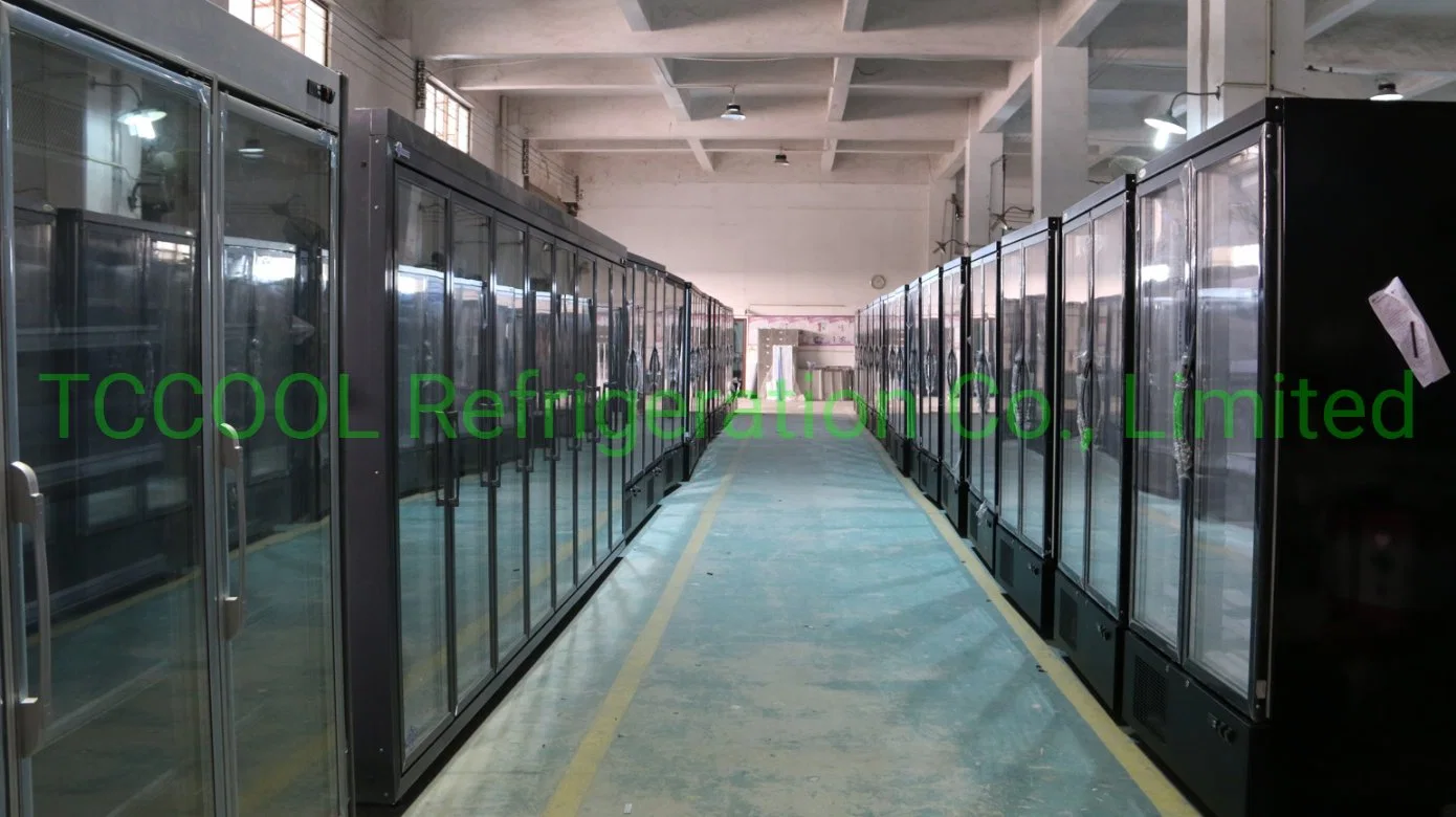 Commercial Upright Vertical Triple Door Heated Glass Supermarket Hyper Market Display Freezer