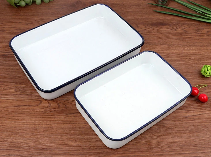 Vintage Retro Enamelware Enamel Camping Plates and Bowls Set for Outdoor Travel Restaurant Hotel