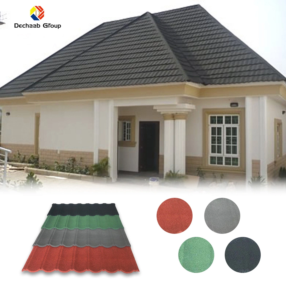 2.3-3.2kg/PC 0.3/0.35/0.40/0.45/0.50mm Classic Roofing Tile with Modern Design Style