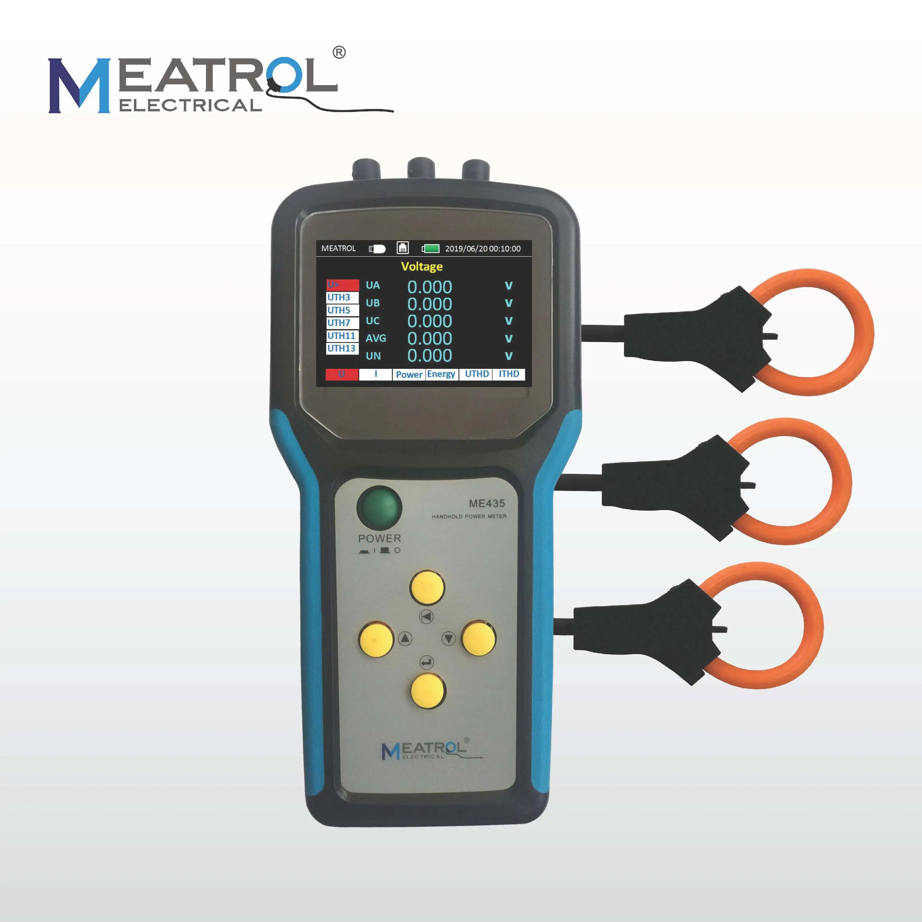 Handheld 3.5-Inch Screen Three Phase Energy Power Meter with Modbus-Communication