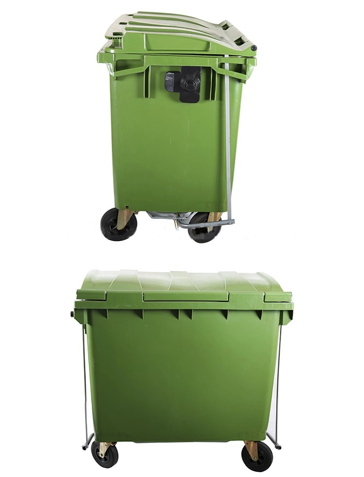 660L/1100L Large Outdoor Public Street HDPE 4 Wheel with Pedal Industrial Plastic Trash/Rubbish/Waste/Garbage