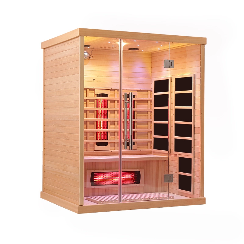 Traditional Full Spectrum with Infrared Glass Door Steam Sauna Wooden Room