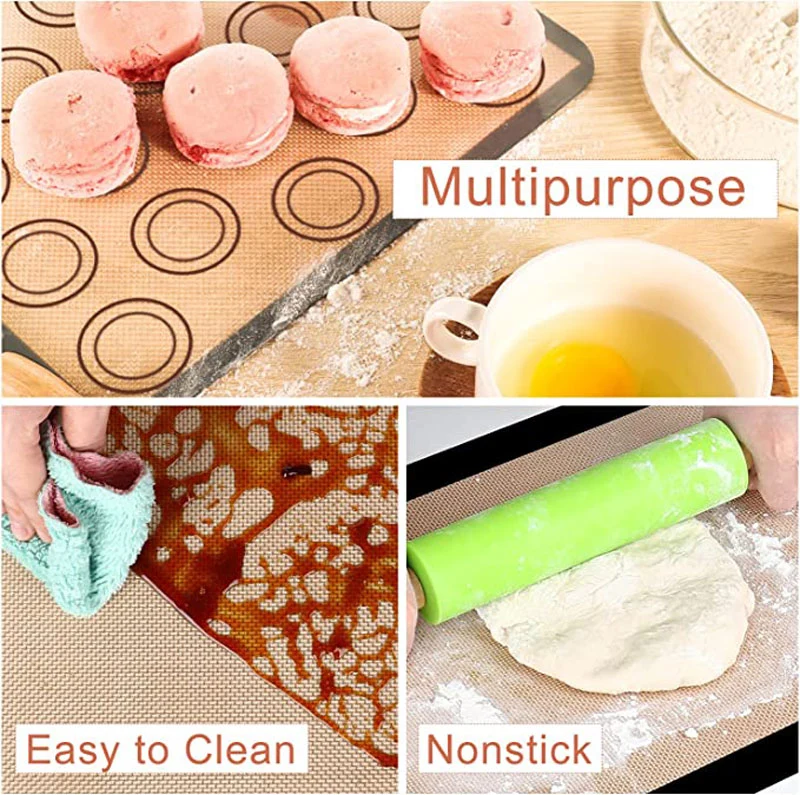 BPA Free Silicone Baking Mat Heat Resistant Cookie Mats Non-Stick Macaron Liner Sheets Food Grade Silicone Mat