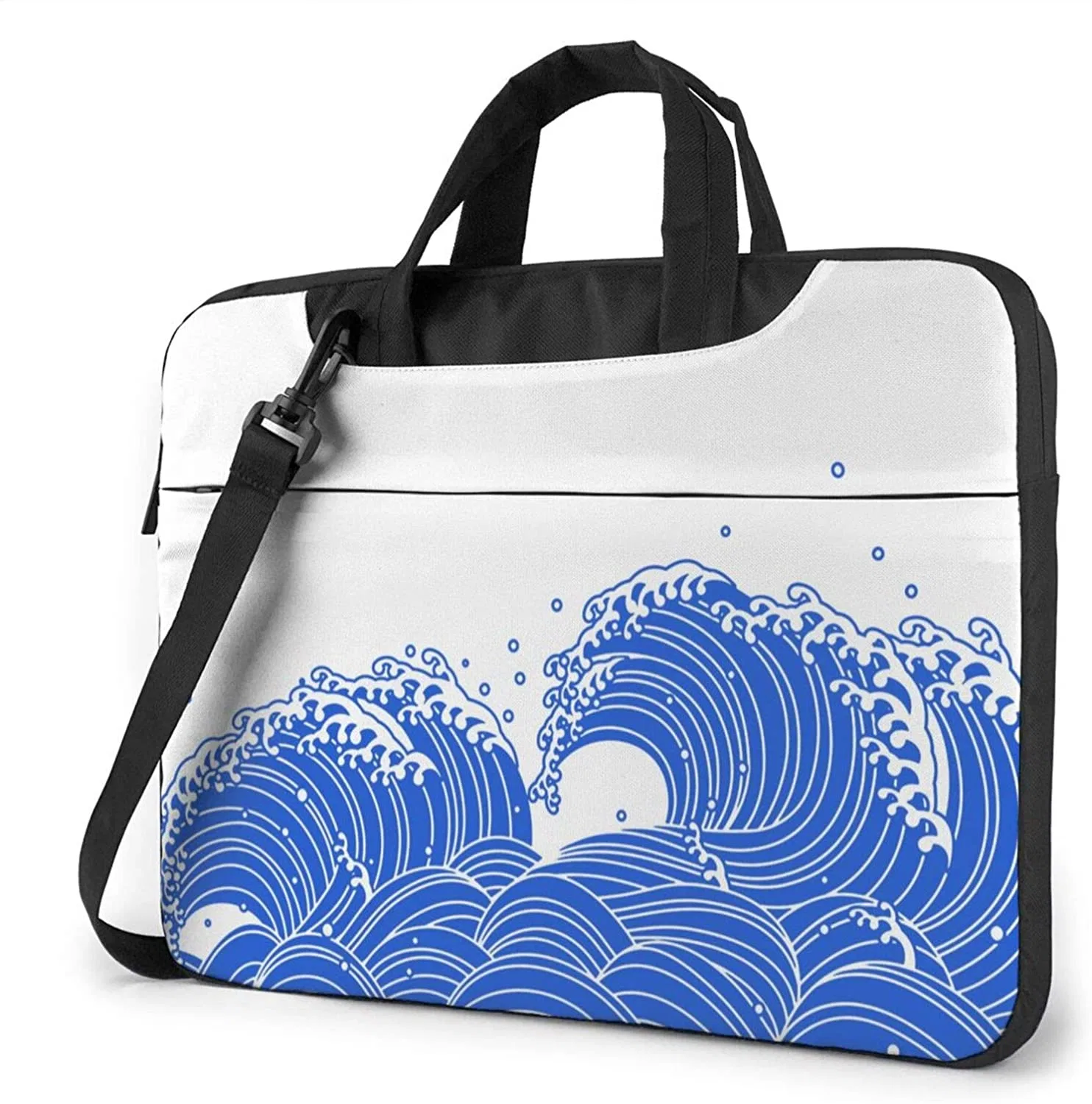 Rprt ecológica de estilo japonés, patrón de onda azul el caso de la bolsa de ordenador portátil de 15,6 pulgadas Unisex Equipaje Hombres Mujeres