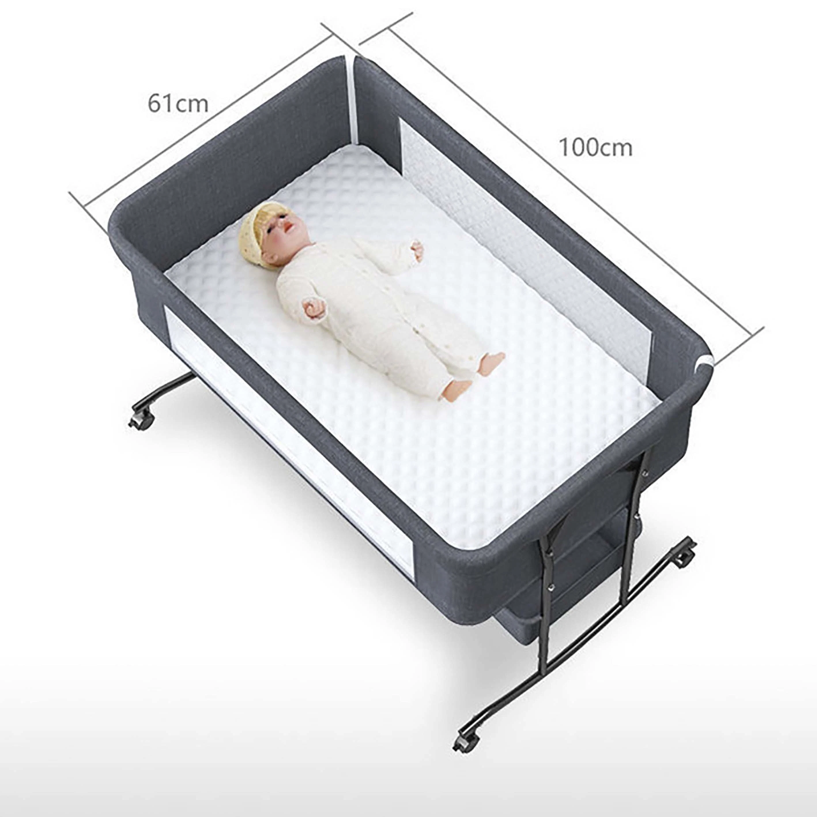 Baby Cradle Portable Crib with Wheels Bassinet Bedside Sleeper Bed