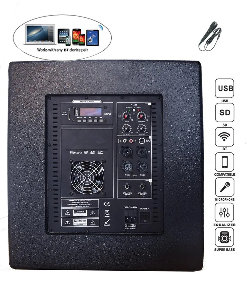 Conjunto de subwoofer de 18" Bt Karaoke de áudio profissional de 2000 W com alimentação de 2.1 Sistema de colunas sem fios PA de canal e linha de matriz Bocina Parlante