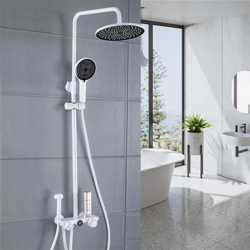 Luxury Wholesale/Supplier Faucet Set Sanitary Ware Temperature Display Shower System Brass Shower Mixer Digital Rain Bathroom Shower Set