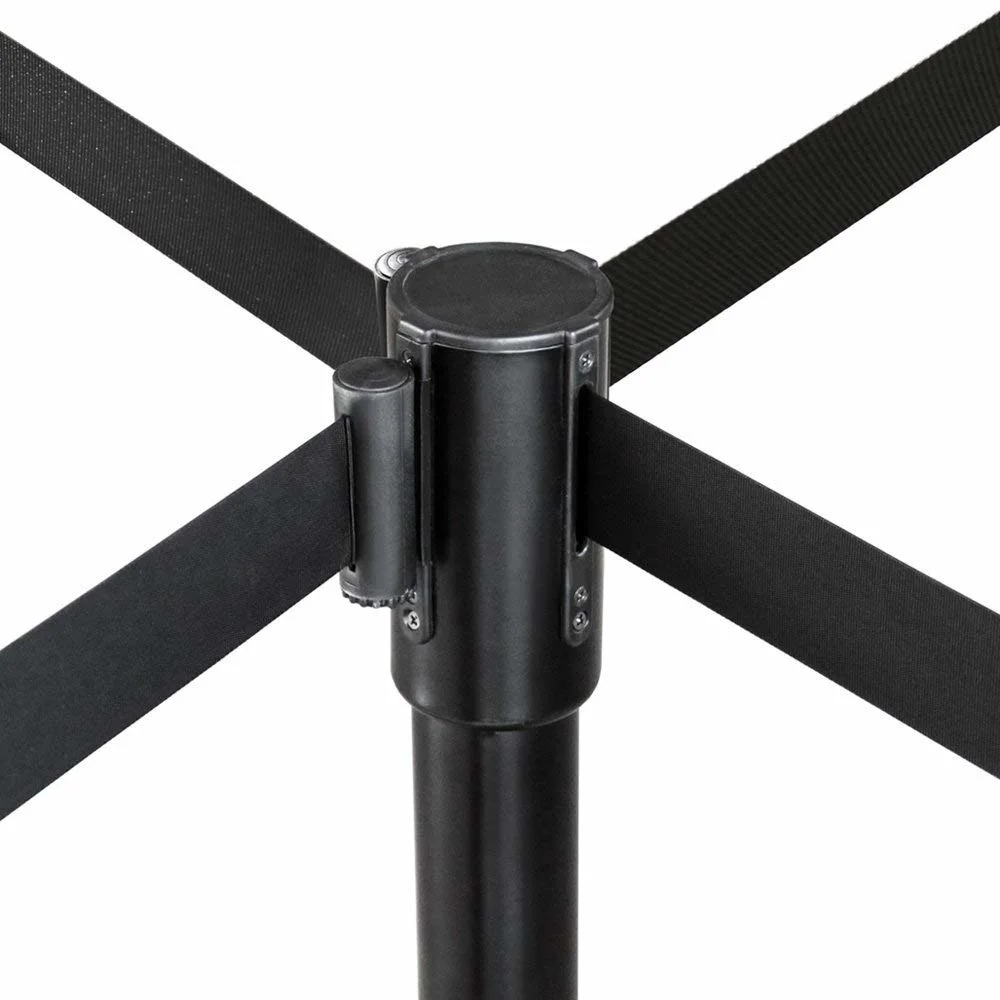 4-Way Connection Black Durable Stanchion Post Security Pole Crowd Control Queue Barrier