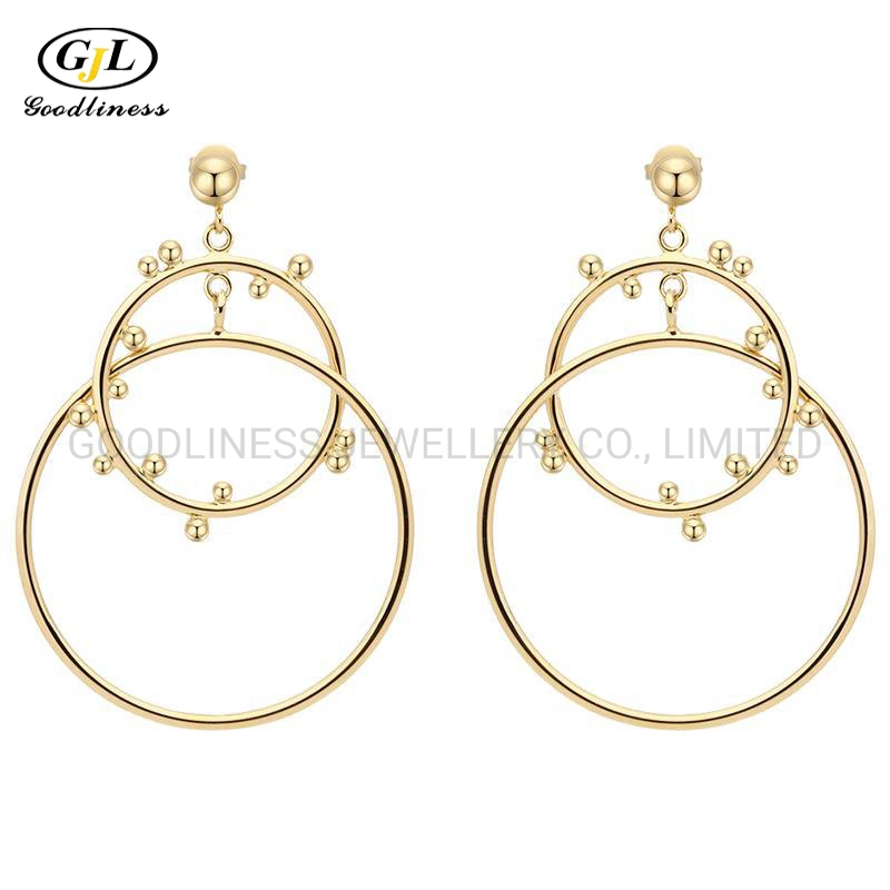 New Retro European American Earrings 18K Gold Plated Round Earrings