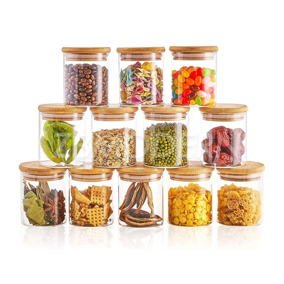 4 Oz Glass Spice Jars with Airtight Bamboo Lids Set Clear Glass Jars Kitchen Canisters for Food Storage