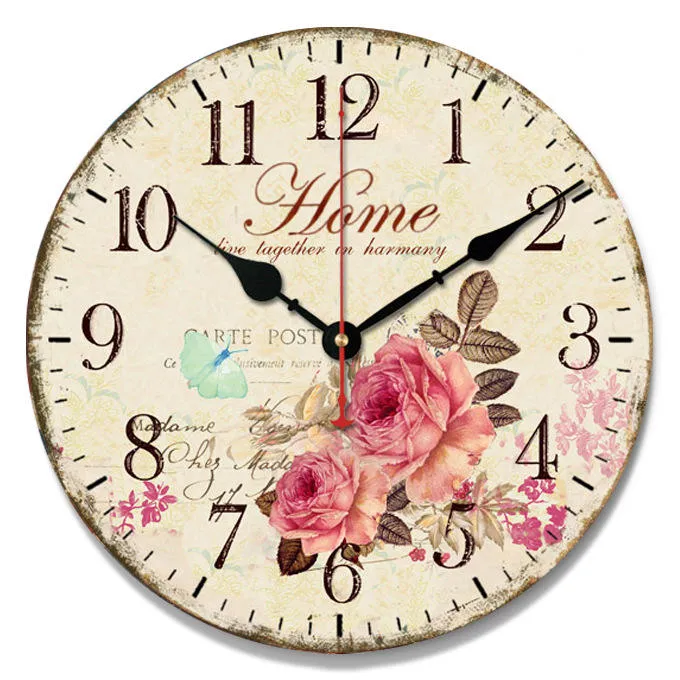 Retro Antique Morden Simple Classic Creative Decorative Custom Wood MDF Dial Clock