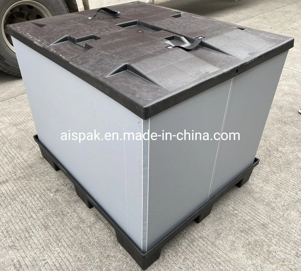 Folding Plastic Bulk Container with Die Casting Lid and Pallet