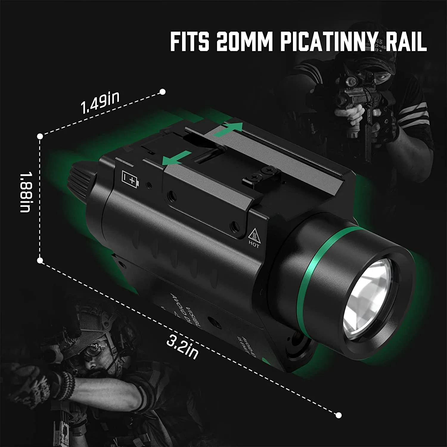 Hot Sale Long Distance Hunting Laser Pointers Scope Green Laser Gun Sight Gun Flashlight for Rifles and Pistol